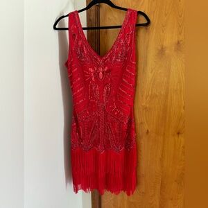 BabeYond Red Fringe Gatsby Dress